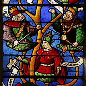 Window depicting the Tree of Jesse: Josaphat, Solomon, Joachim (stained glass)