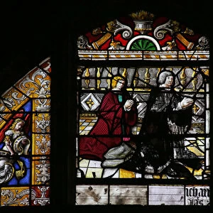 Window w10 depicting donors (stained glass)