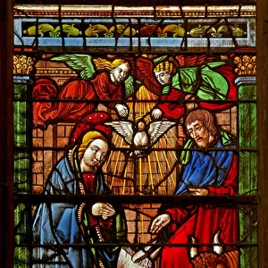 Window w38 depicting the Nativity (stained glass)