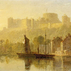 Windsor Castle from the Thames (oil on millboard)