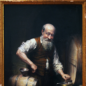 Winemaker in his cellar. Painting by Joseph Noel Sylvestre (1847-1926), oil on canvas