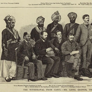 The Withdrawal from Cabul, Mr Lepel Griffin, the British Political Agent, and his Staff (engraving)