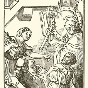 "Woman, I know him not", St Luke, xxii, 57 (engraving)