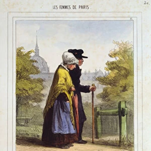 The Woman of the Invalides, from Les Femmes de Paris, 1841-42 (colour litho)