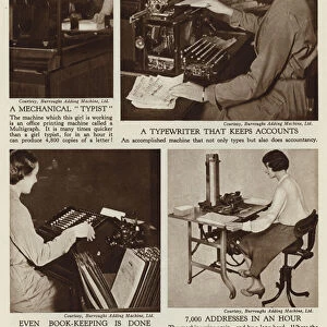 Women workers using modern office technology, 1930s (b / w photo)