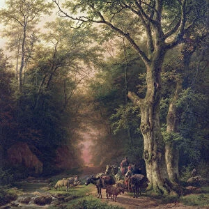 Wooded Landscape with peasants