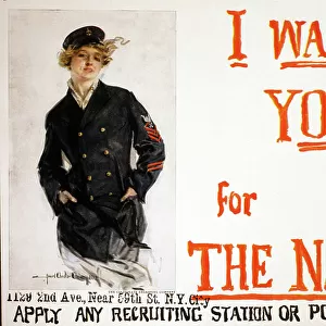 WW1 Recruitment Poster for the US Navy, published 1917 (colour litho)