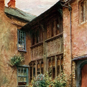 The Yard of the Luttrell Arms, Dunster (colour litho)
