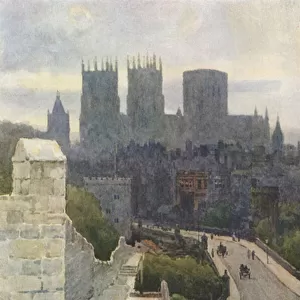 York from the City Walls (colour litho)