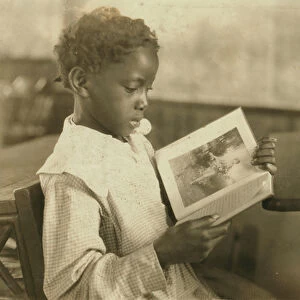Young Girl Reading Book in Classroom, Pleasant Green School, Marlinton, Pocahontas County