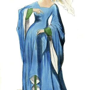 Young lady - female costume of 14th century