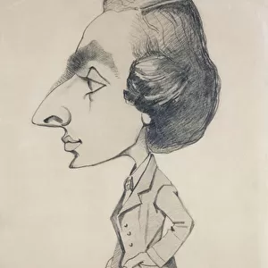 Young Man in the style of a Romantic, 1857 (pencil on paper)