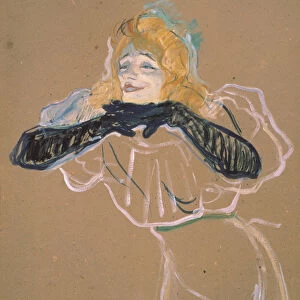 Yvette Guilbert (1867-1944) singing Linger, Longer, Loo, 1894 (oil on cardboard)