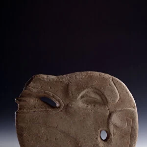 Zoomorphic axe representing the head of a deer (carved stone)