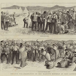 The Zulu War, Celebration of Her Majestys Birthday at Fort Laurence (engraving)