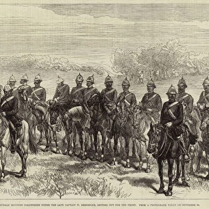 The Zulu War, Durban Mounted Volunteers under the Late Captain W Shepstone, setting out for the Front (engraving)
