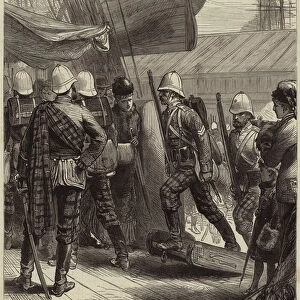 The Zulu War, Embarkation of the 91st Highlanders at Southampton (engraving)