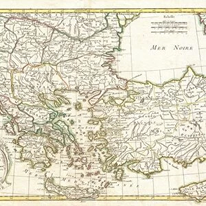 1771, Janvier Map of Greece, Turkey, Macedonia andamp, the Balkans, topography, cartography