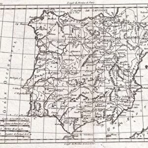 1780, Raynal and Bonne Map of Spain and Portugal, Rigobert Bonne 1727 - 1794, one