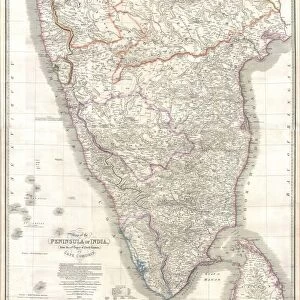 1838, Wyld Wall Map of India, Hindostan or British India, topography, cartography