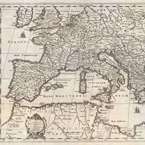 1852, Jansson Map of Europe in Antiquity, topography, cartography, geography, land