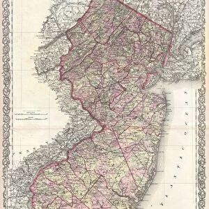 1868, Colton Map of New Jersey, topography, cartography, geography, land, illustration
