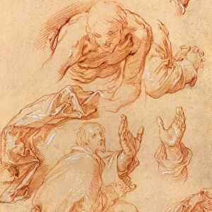 Abraham Bloemaert (Dutch, 1564 - 1651), Studies of Hands and Bending Figures, red