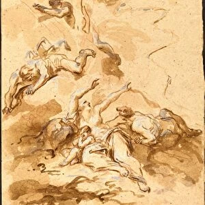 Alessandro Magnasco, Italian (1667-1749), Figures in a Storm, brush and brown ink