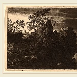 Allart van Everdingen (Dutch, 1621-1675), Large Rock at the River, probably c. 1645-1656