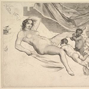 Allegorical Subject Nude Woman Three Children