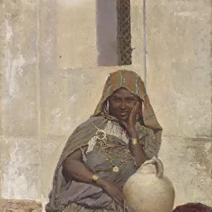 Arab woman fountain 1884 oil canvas 41 x 20. 5 cm