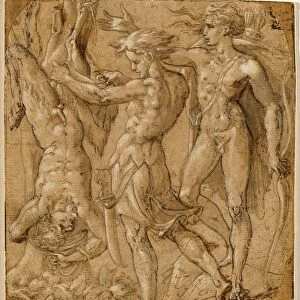 Bernardino Campi, Italian (1522-1595), The Flaying of Marsyas, pen and brown