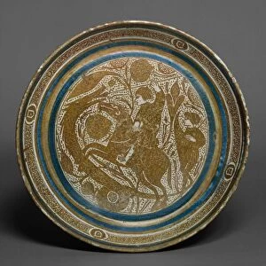 Bowl Horseman Spearing Serpent late 1300s early 1400s