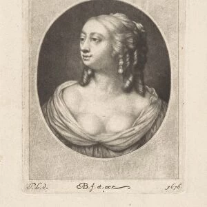 Bust of a young woman with half-naked bosom, Abraham Bloteling, 1676