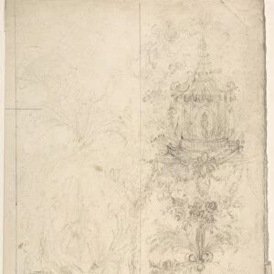 Chinoiserie panel 18th century Graphite 14 1 / 4 x 9 3 / 8