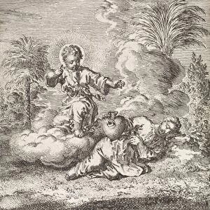 Christ finds the personified soul asleep, Jan Luyken, 1714