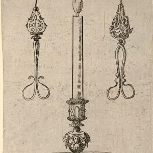 Drawings Prints, Print, Ornament, &, Architecture, Design, Candlestick, Candle, Wick