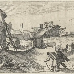 Farm in a city, Claes Jansz. Visscher (II), Abraham Bloemaert, Boetius Adamsz. Bolswert