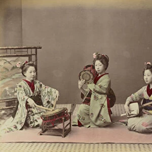 Girls Playing Samisen Fluya Kusakabe Kimbei Japanese