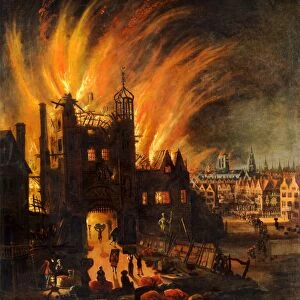The Great Fire of London, with Ludgate and Old St. Pauls The Great Fire of London
