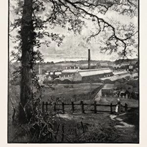 JOYNSONs PAPER MILLS, ST. MARY CRAY, KENT, UK, 1890 engraving