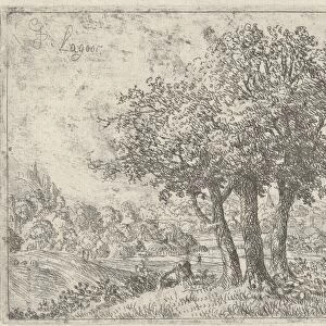Landscape with three trees, Johan de Lagoor, 1635-1660
