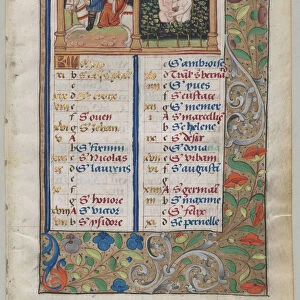 Leaf Book Hours Calendar Page recto 1510 France