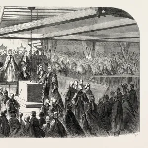 Lord Mayor Hale Laying Foundation Stone of New Blackfriars Bridge, London, Uk, 1865