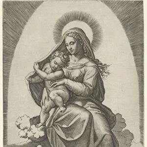Madonna Child ca 1512-16 Engraving 9 3 / 4 x 6 5 / 8