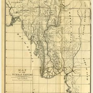 Map of the Burman Empire, 1824 to May 1826, 19th century engraving, Burma, Myanmar
