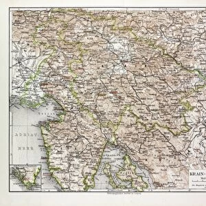 Map of Slovenia and Croatia, 1899