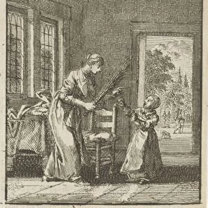 Mother threatens to punish her child with rod blows, Jan Luyken, wed. Pieter Arentsz (II)