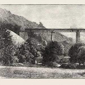 The New Devon and Somerset Railway: Tone Valley Viaduct, Uk, 1873 Engraving