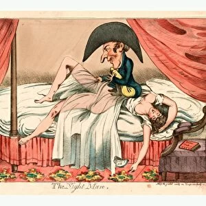 The night mare, England ca. 1790, a scantily clad woman asleep on a bed, a little